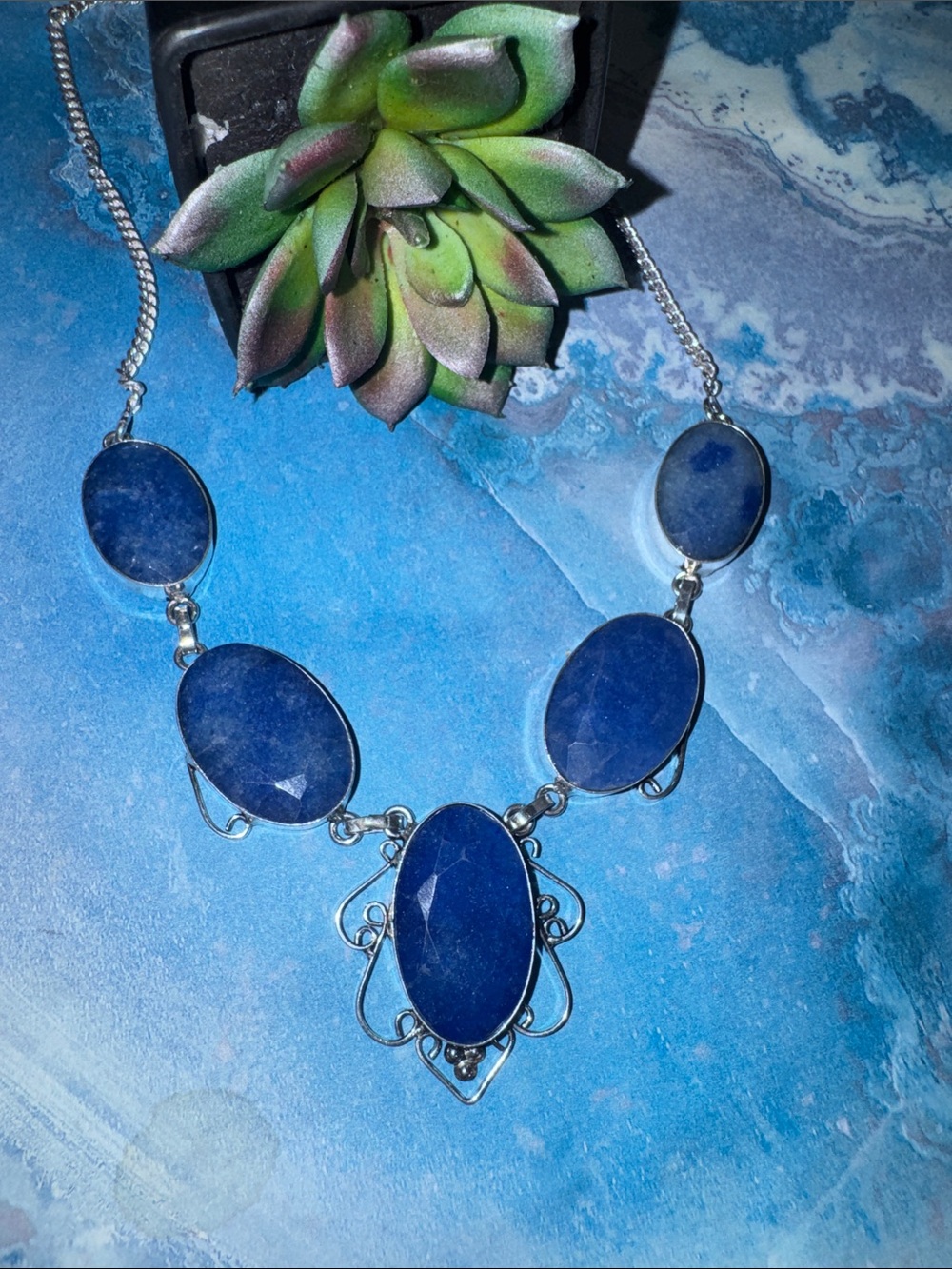 Silver Sapphire Necklace